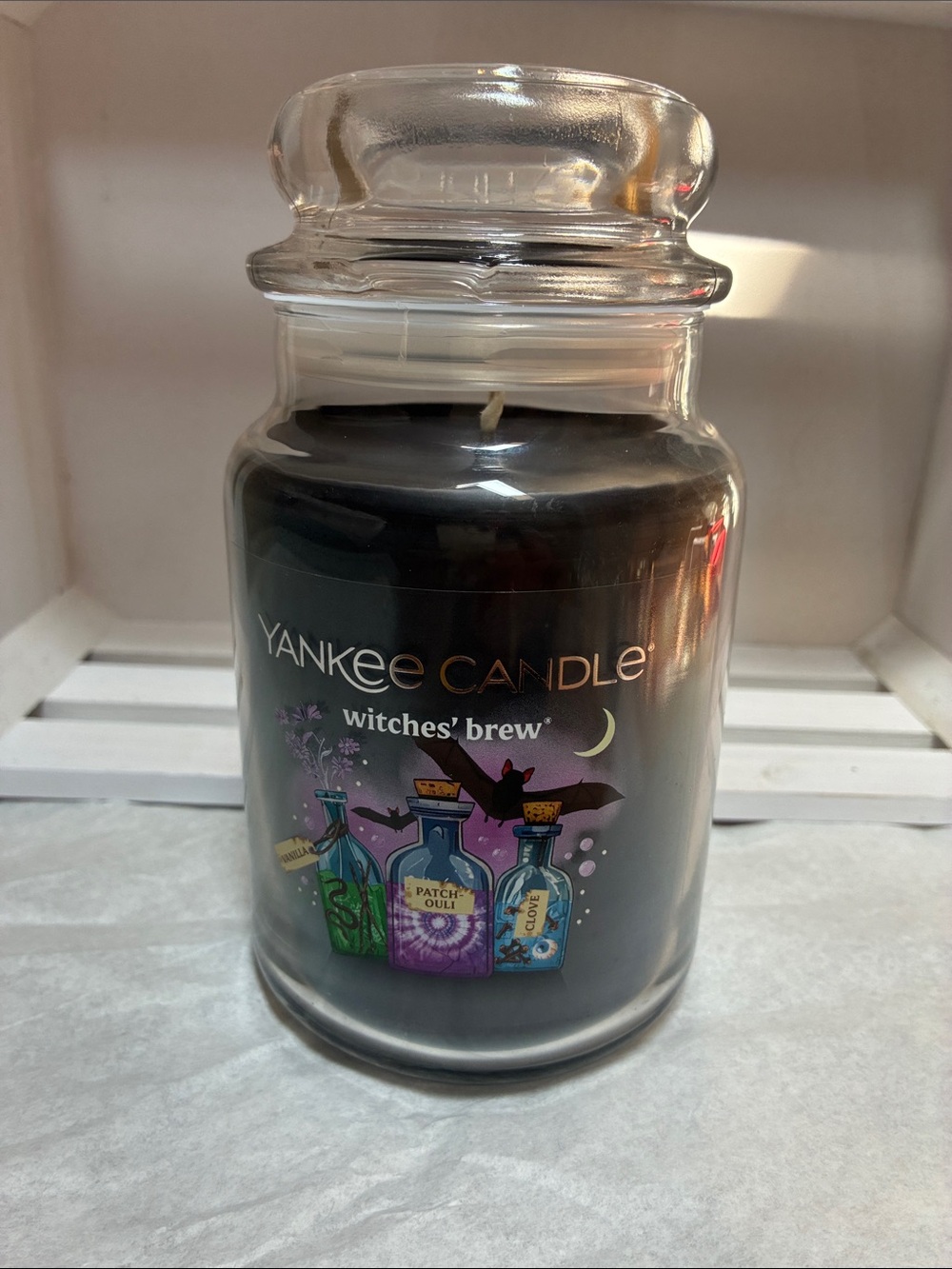 Yankee Candle Witches' Brew Jar — Black with Purple & Green Label - Picture 2 of 4